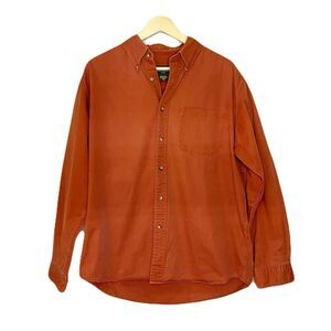Eddie Bauer Button up Mens Medium Rust Terracotta color 100% cotton